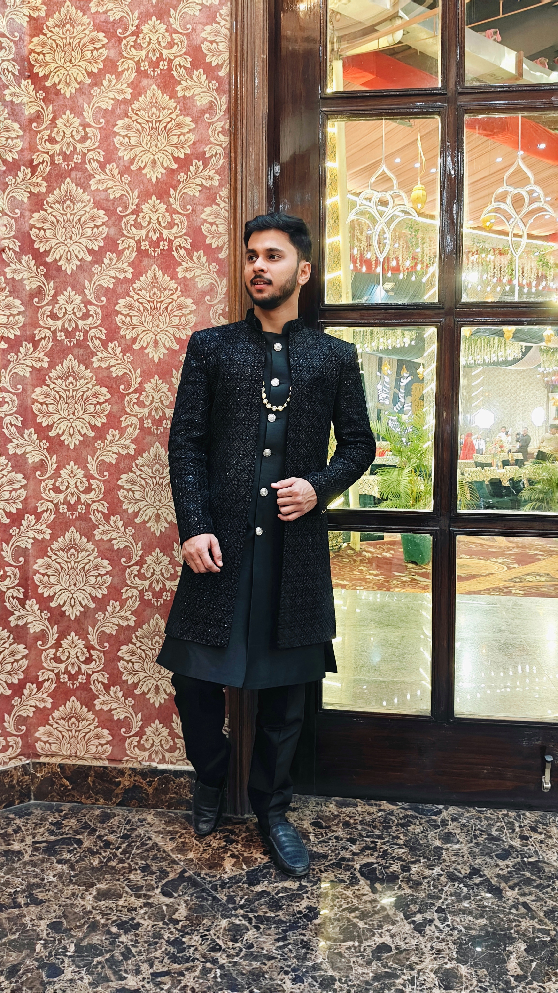 Premium Black indi western Sherwani Set  available for sale
