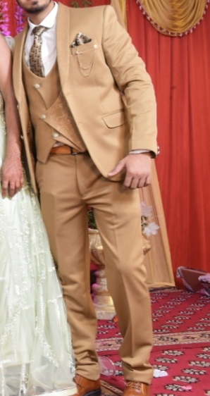 Elegant Golden 3-Piece Suit - Perfect for Weddings & Parties" available for sale
