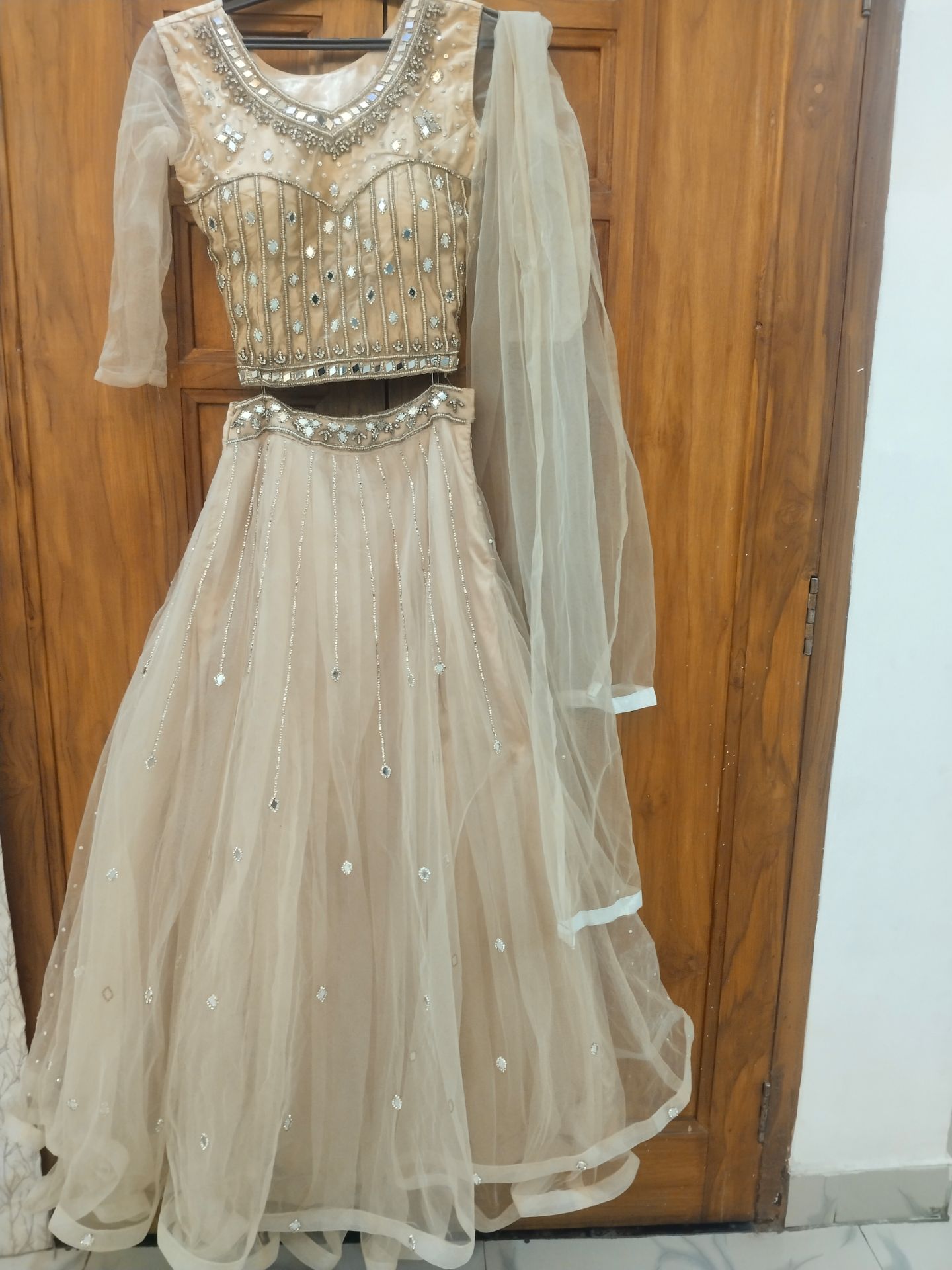 Lehenga light peach colour  available for sale