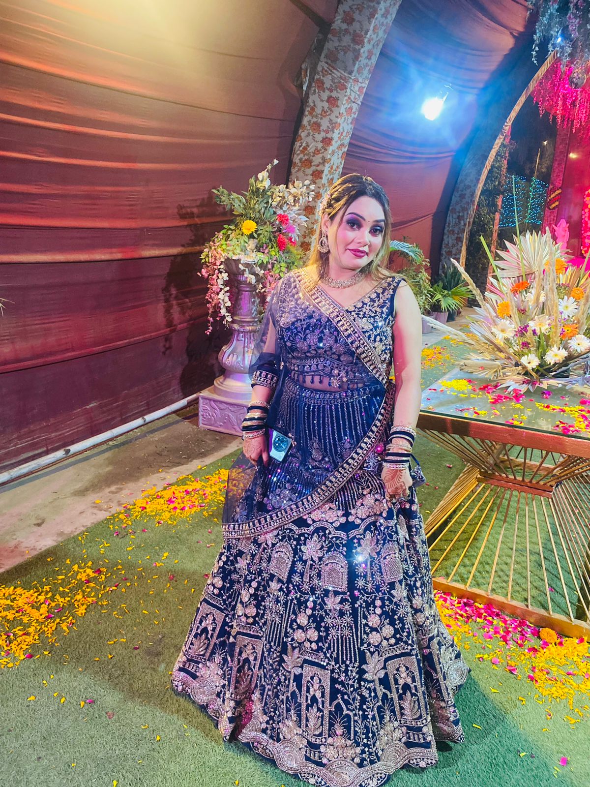 Royal blue non bridal lehenga  available for sale