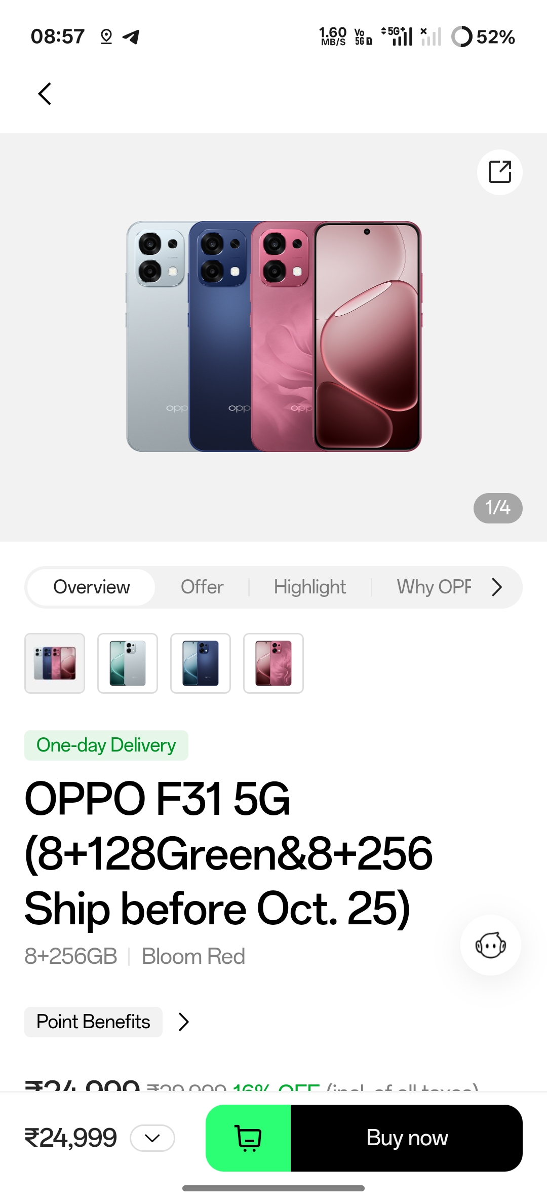 Oppo F31 available for sale