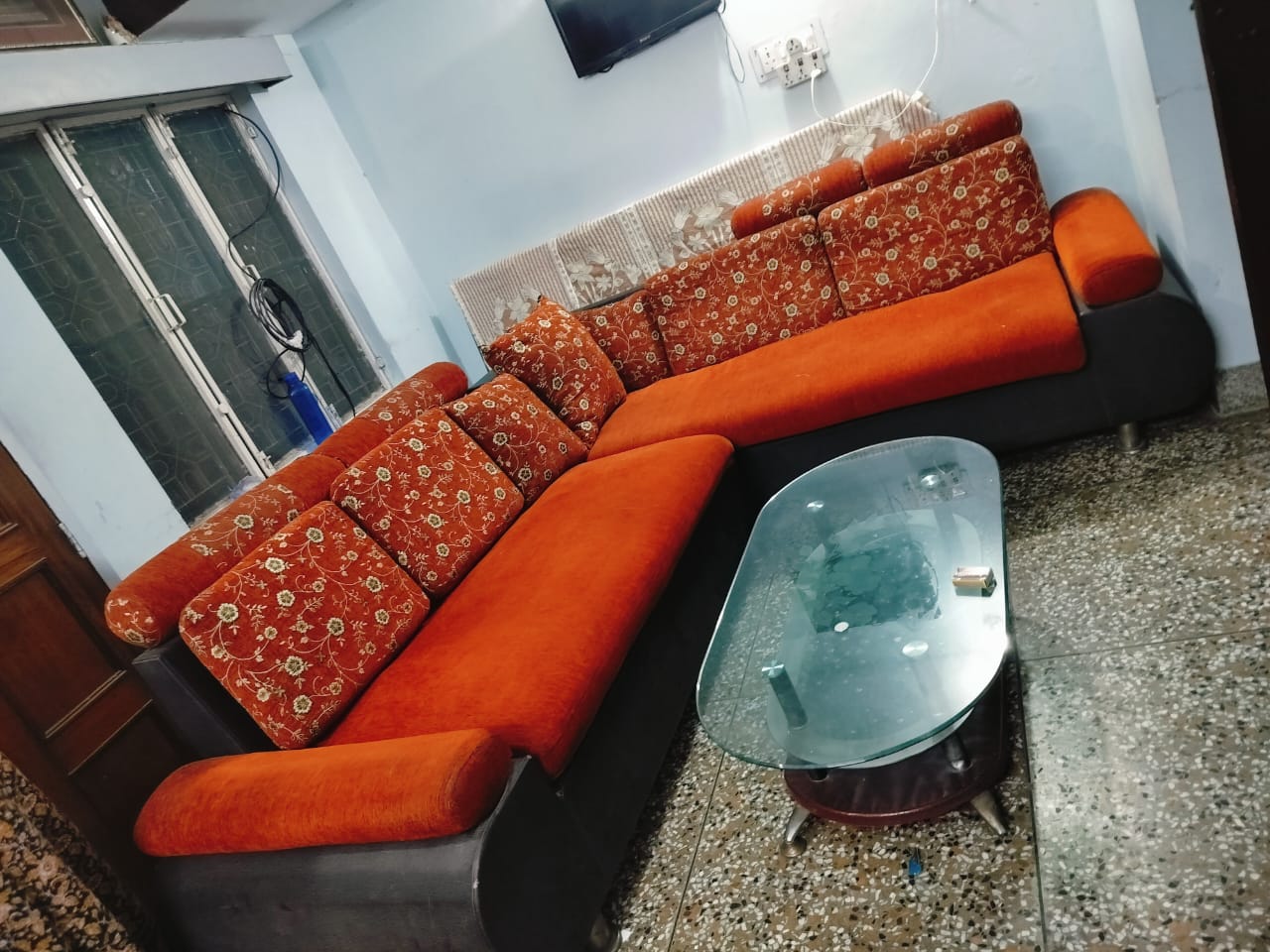 6 Seater Sofa set Glass Centre Table available for sale