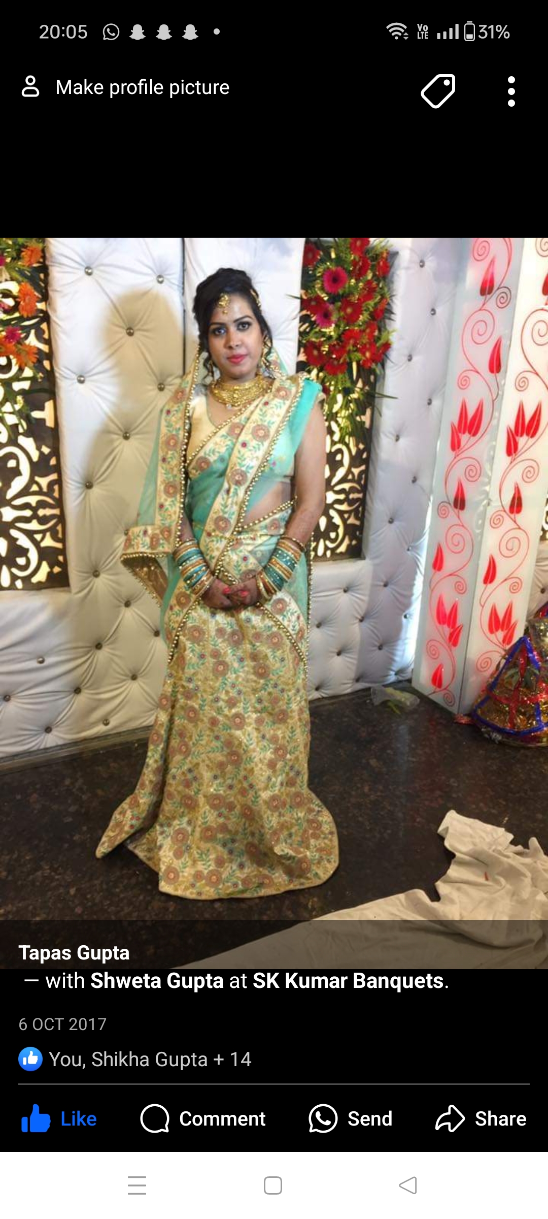 Engagement ka lehenga hai one time pahna hai available for sale