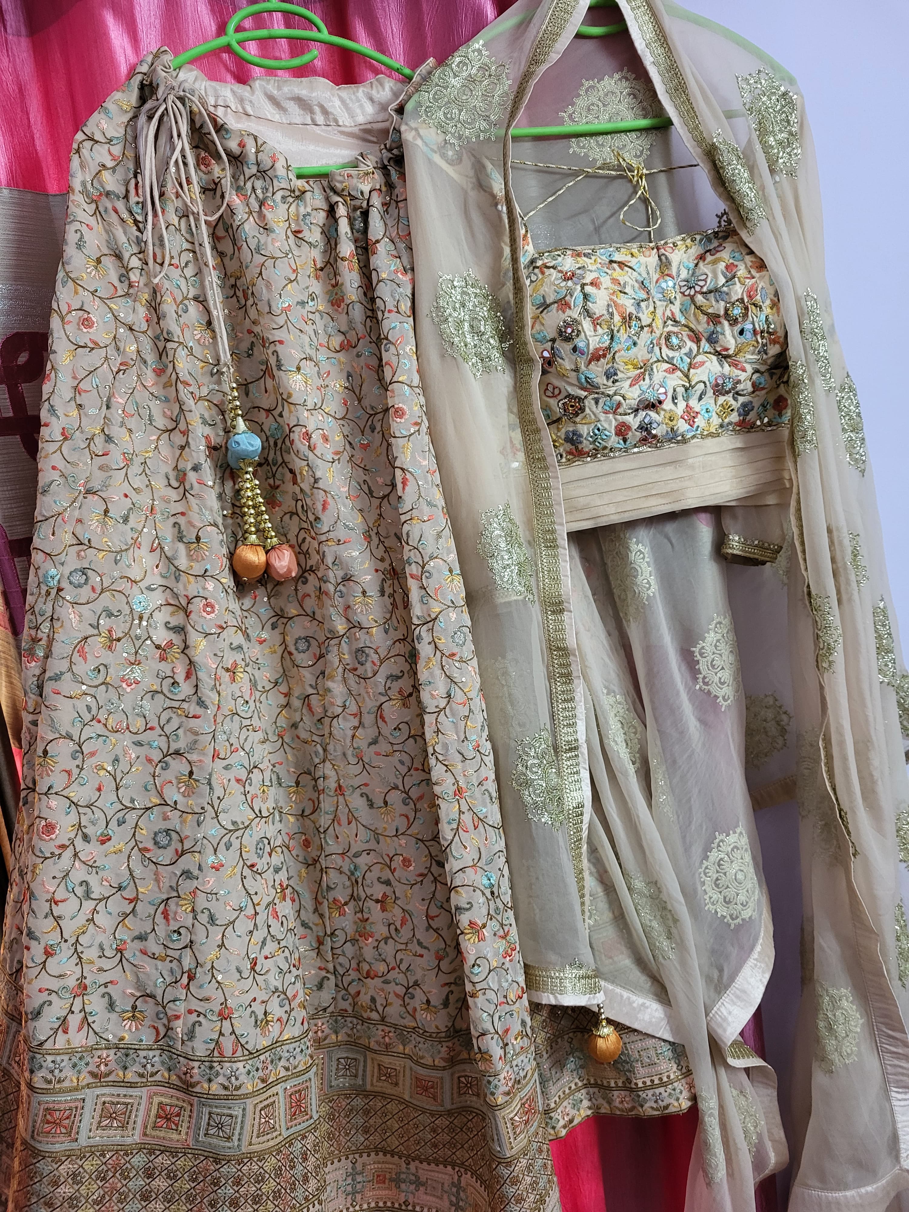 Pastel colour brand new lehanga choli with duppata  available for sale