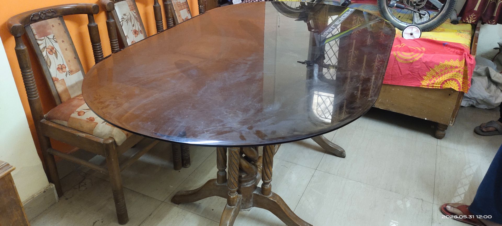 Glass top dining table  available for sale