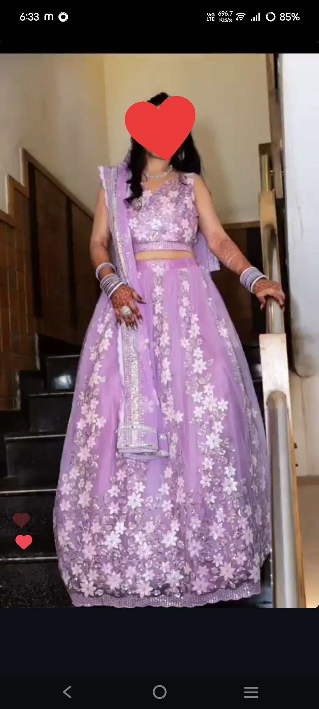 Lavender lehenga with blouse and dupatta available for sale