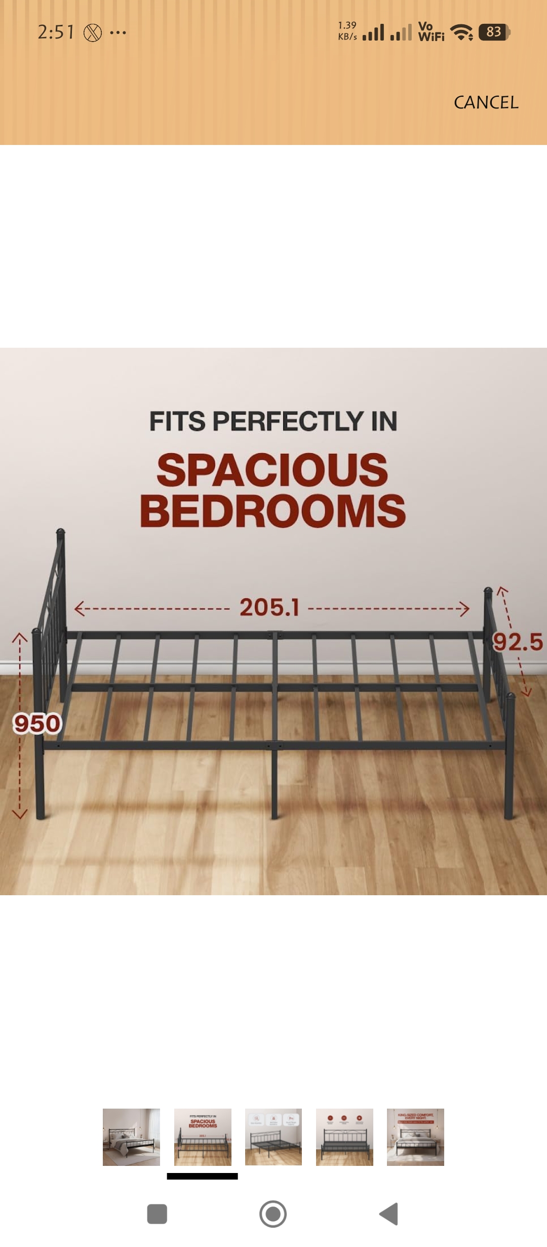 King Size Metal Bed  available for sale