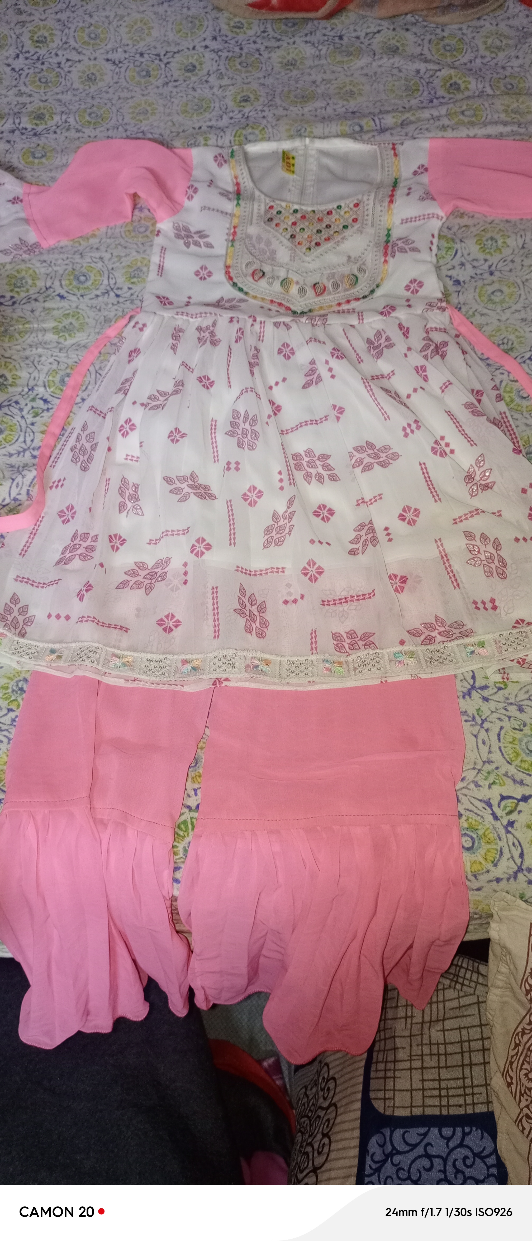 Pink and white frok and sharara suit available for sale