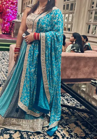 Beautiful Turquoise Blue Designer Lehenga Set with Dupatta