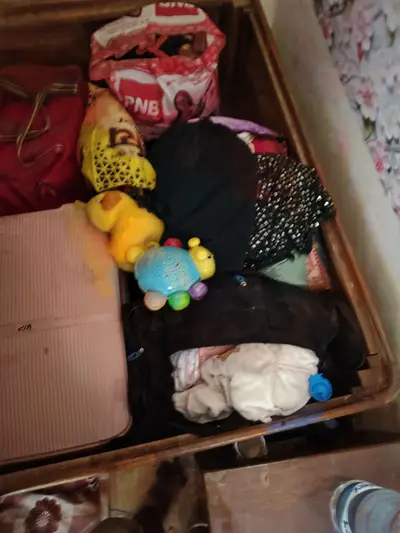 Single bed with box, & table 